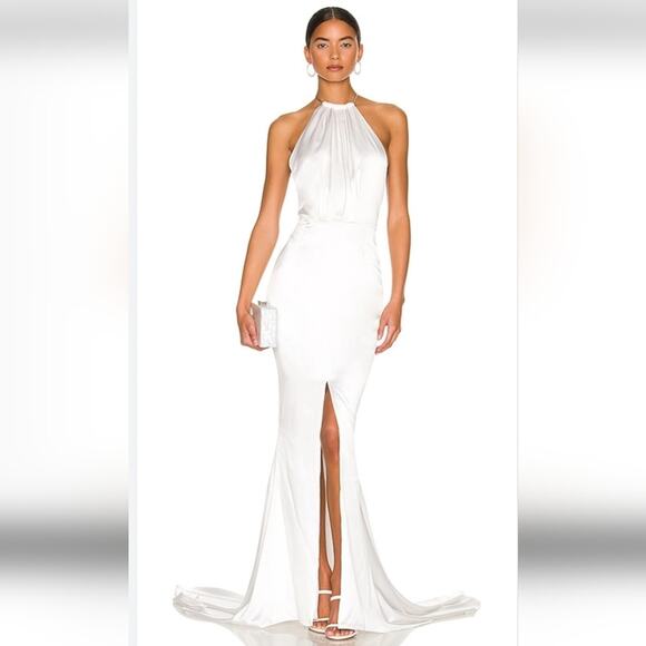 Retrofete Margot Dress White Size Medium Silk Blend Open Back Bridal NWT - Picture 2 of 16